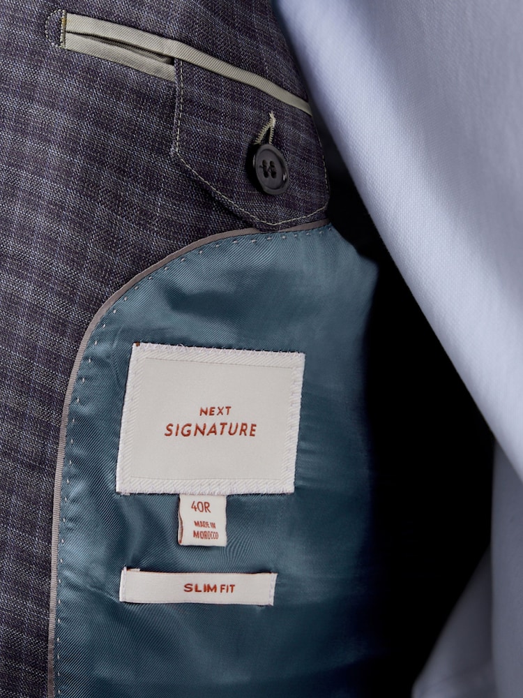 Purple Slim Fit Signature Zignone Check Suit: Jacket - Image 9 of 14