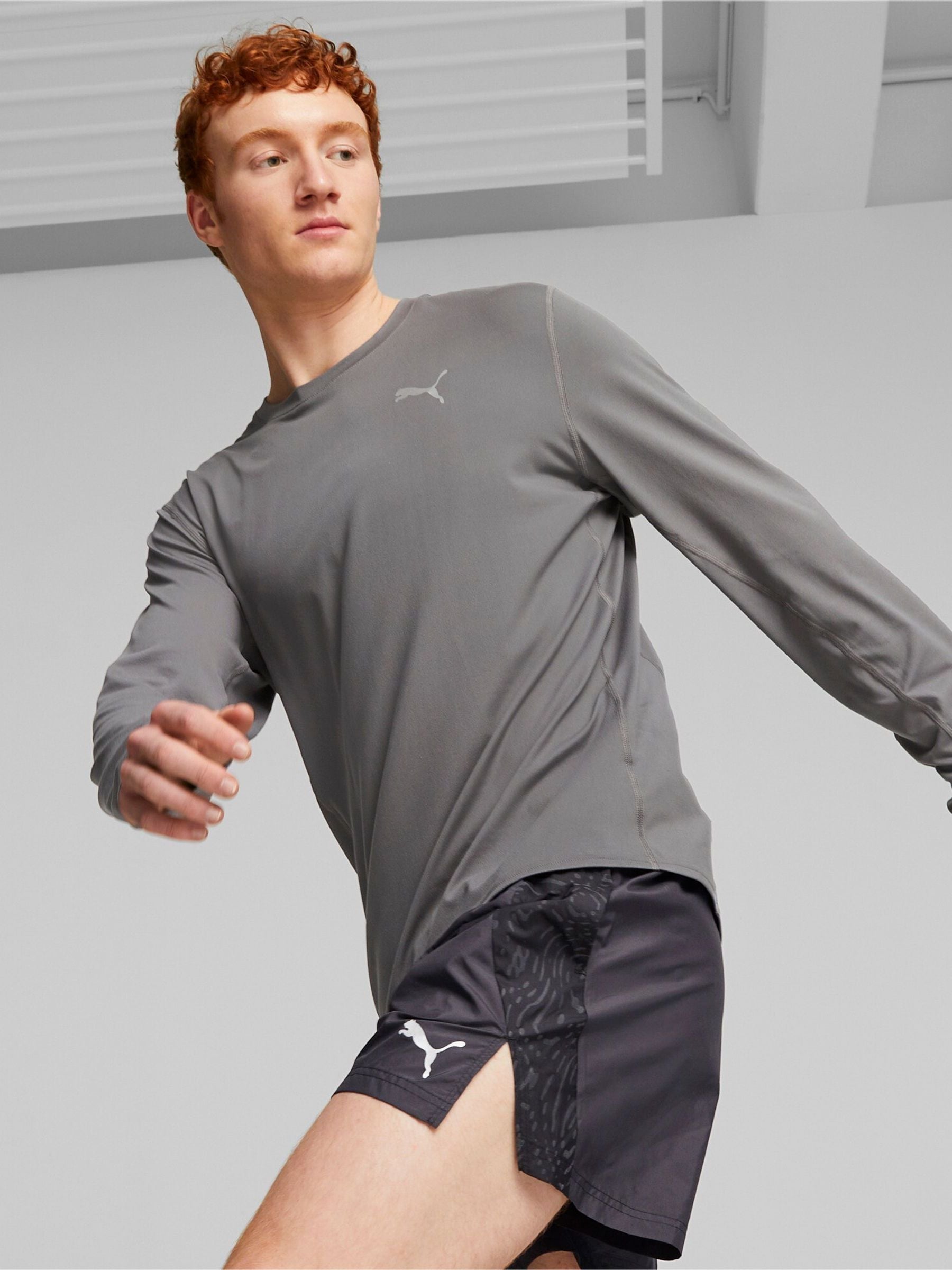 Buy Puma Grey Run Cloudspun Mens Long Sleeve Running T-shirt from