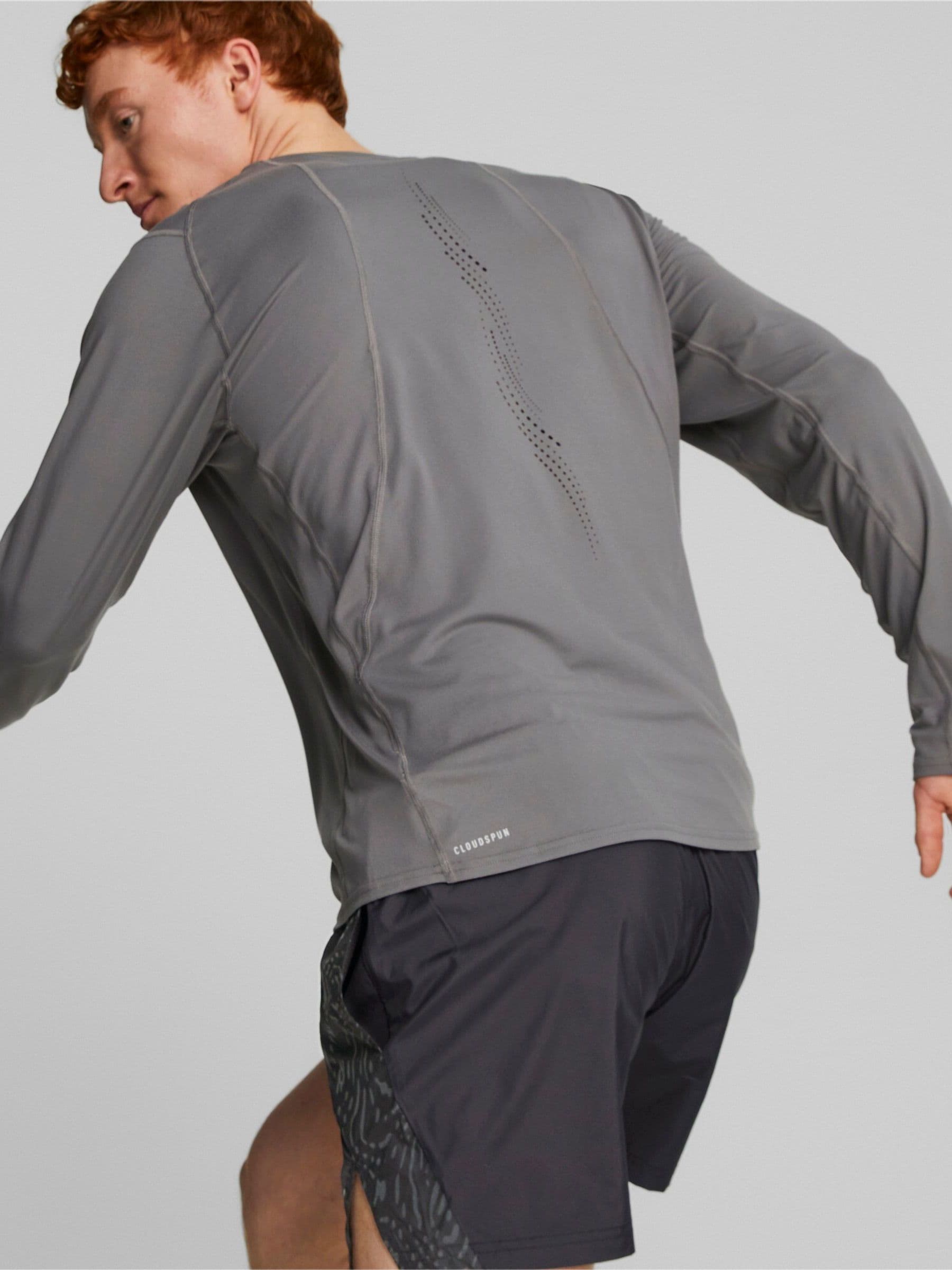 Buy Puma Grey Run Cloudspun Mens Long Sleeve Running T-shirt from