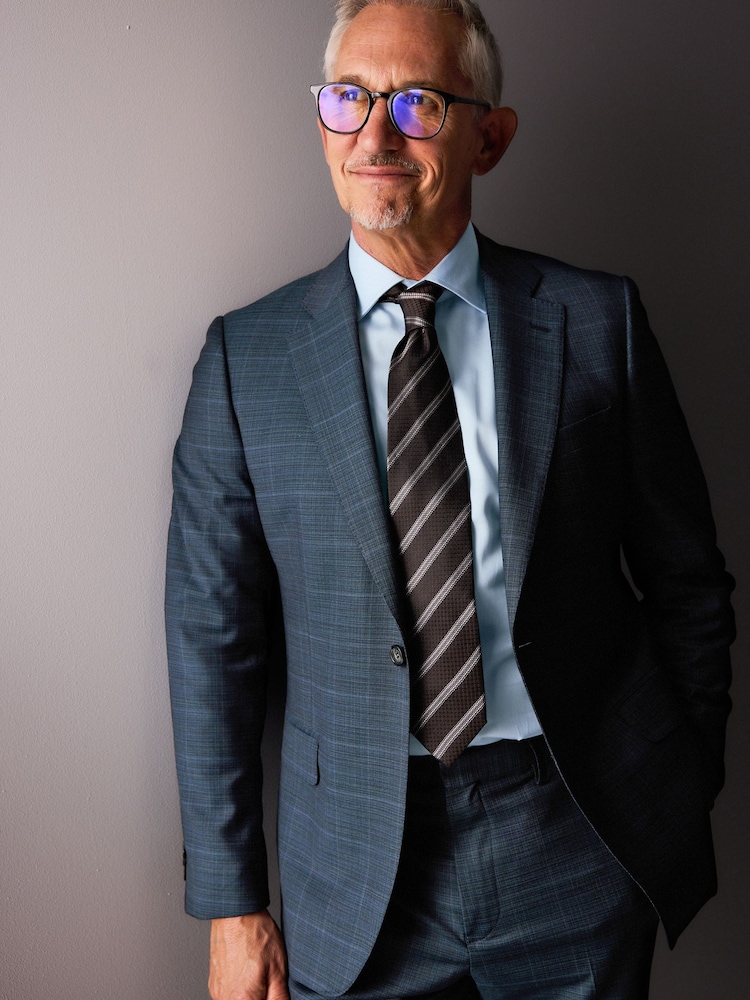 Blue Slim Fit Signature Zignone Textured Check Suit: Jacket - Image 1 of 11