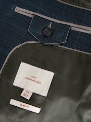 Blue Slim Fit Signature Zignone Textured Check Suit: Jacket - Image 10 of 11
