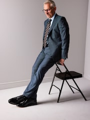 Blue Slim Fit Signature Zignone Textured Check Suit: Jacket - Image 2 of 11