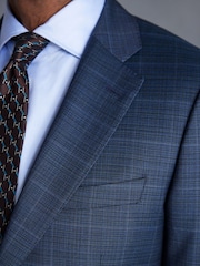 Blue Slim Fit Signature Zignone Textured Check Suit: Jacket - Image 6 of 11