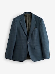 Blue Slim Fit Signature Zignone Textured Check Suit: Jacket - Image 7 of 11