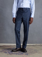 Bleu - Coupe ajustée  Signature Zignone Textured Carreaux Pantalon de costume - Image 1 of 1