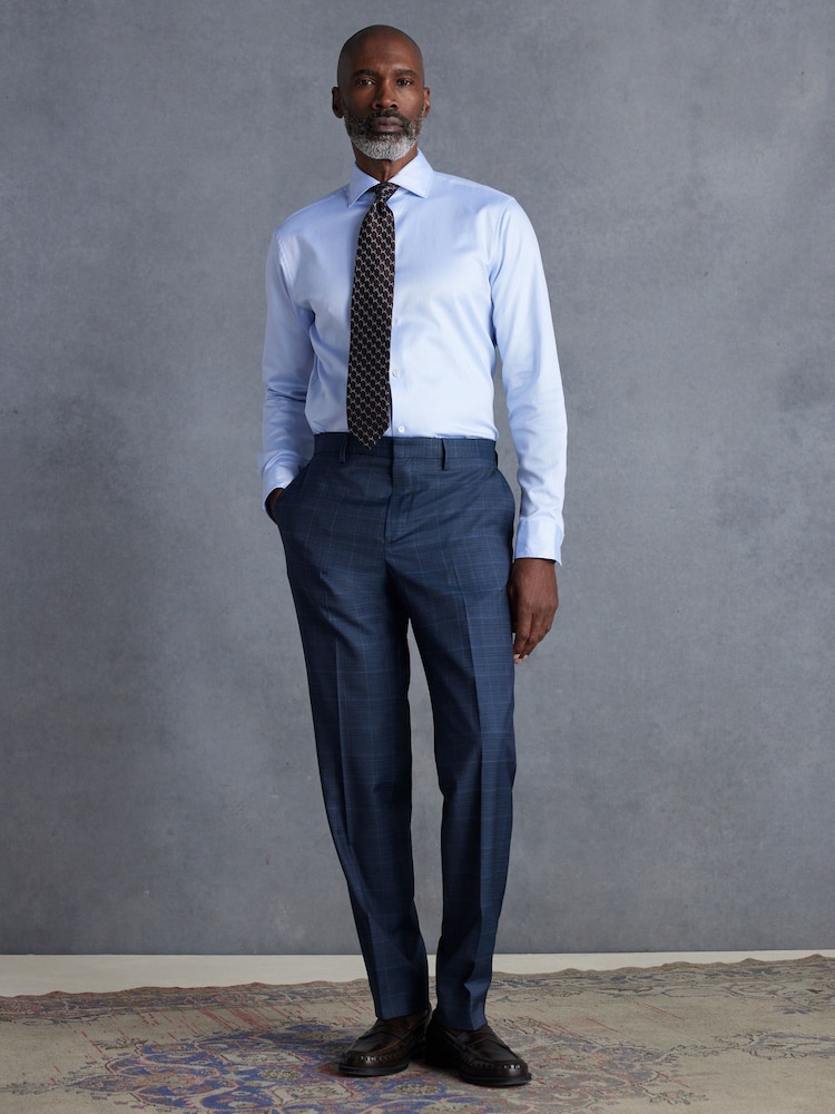 Синий - Slim Fit Signature Zignone Textured Check Suit: Trousers - Изображение 2 из 10