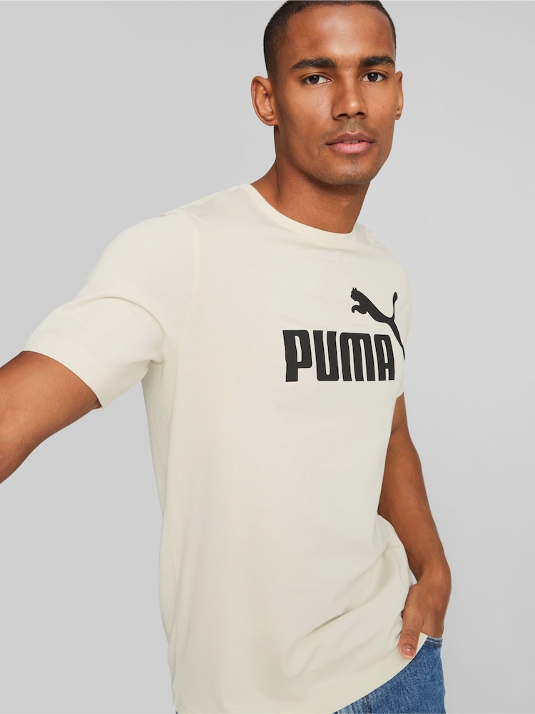 Puma White Mens Essentials Logo 100% Cotton T-Shirt - Image 1 of 5