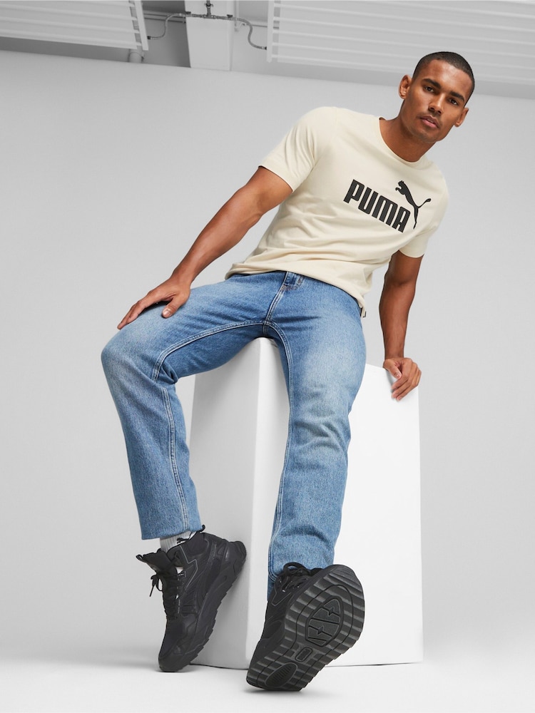 Puma White Mens Essentials Logo 100% Cotton T-Shirt - Image 2 of 5