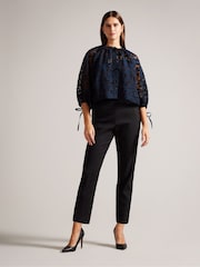 Ted Baker Blue Puff Sleeve Blouse With Tie Detail - Image 3 of 6