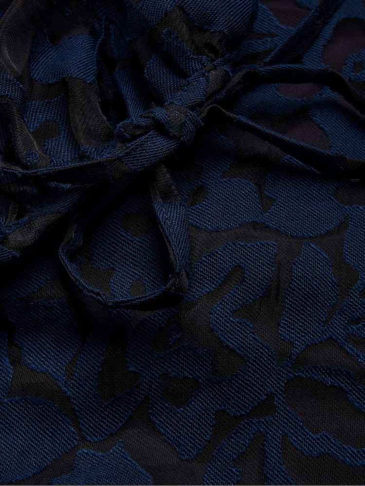 Ted Baker Blue Puff Sleeve Blouse With Tie Detail - Image 6 of 6