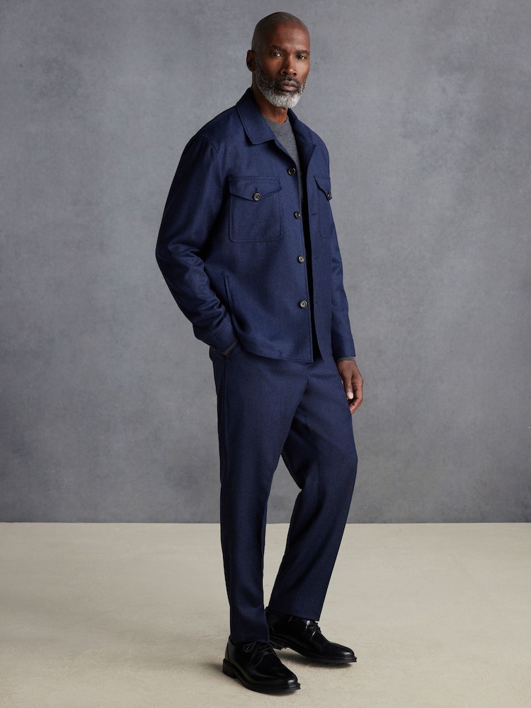 Blue Signature Zignone Italian Wool Flannel Slim Fit Formal Trousers - Image 2 of 8