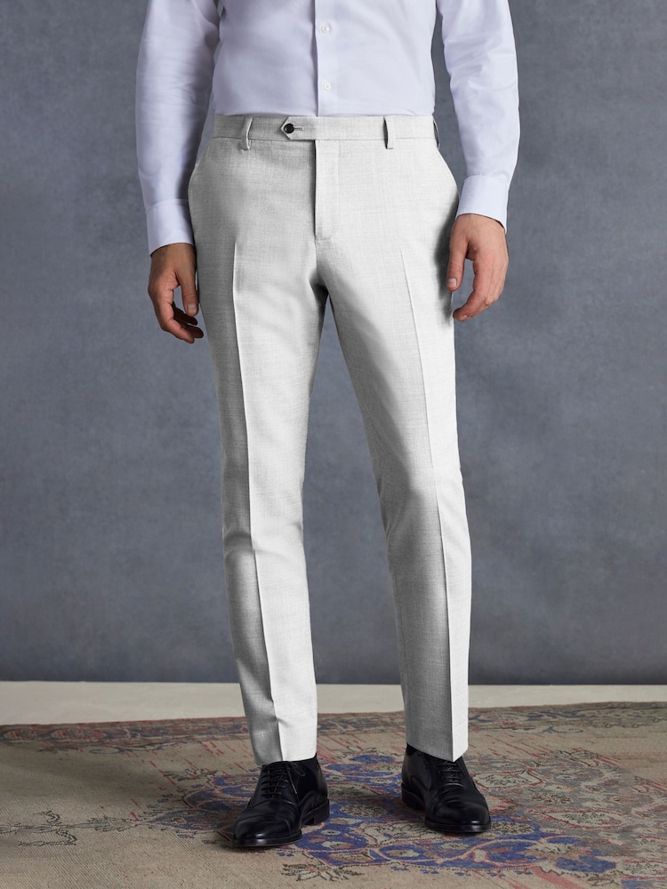 Gris - Coupe ajustée  Signature Tollegno Costume Pantalon - Image 1 of 8