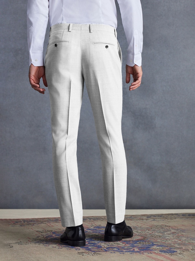 Gris - Coupe ajustée  Signature Tollegno Costume Pantalon - Image 2 of 8