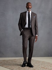 Burgundy Red Slim Fit Signature Marzotto Check Suit: Trousers - Image 2 of 8