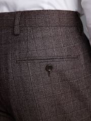 Burgundy Red Slim Fit Signature Marzotto Check Suit: Trousers - Image 4 of 8