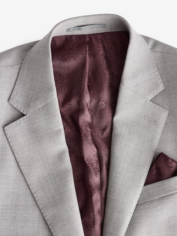 Gris - Veste de costume slim Signature Tollegno italienne en laine texturée - Image 10 of 13