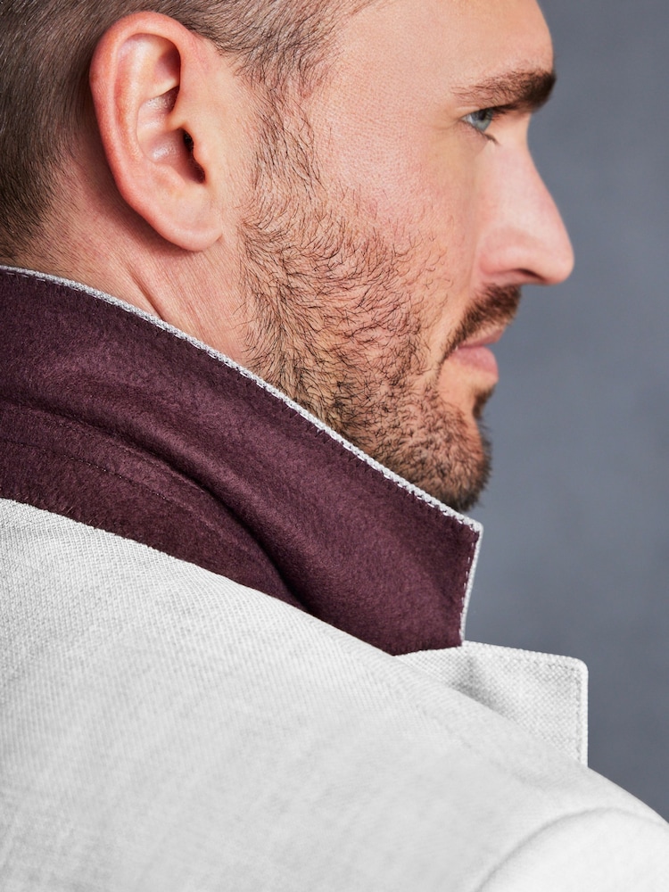 Gris - Veste de costume slim Signature Tollegno italienne en laine texturée - Image 6 of 13