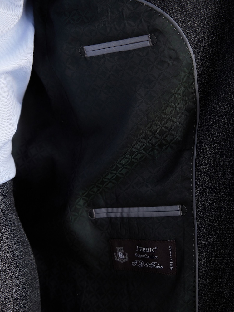 Grau - Slim Fit Anzugjacke aus strukturiertem italienischem Stoff von Signature TG Di Fabio - Image 5 of 11