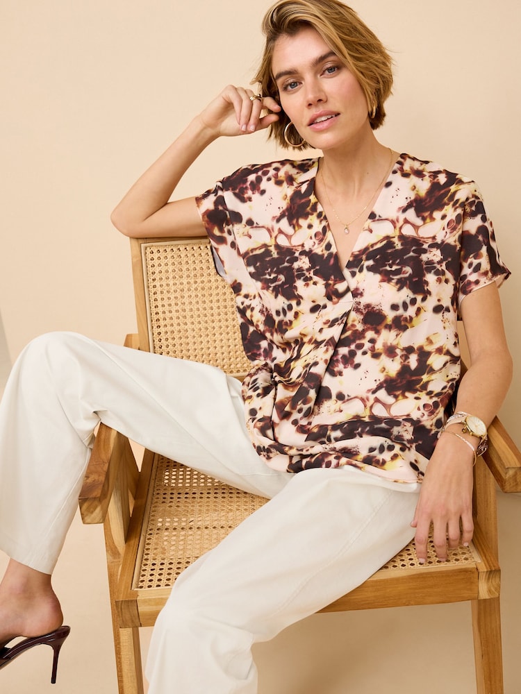 Animal Print Short Sleeve Overhead Top - Image 2 of 6