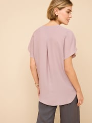 Mauve Purple Short Sleeve Overhead Top - Image 3 of 6