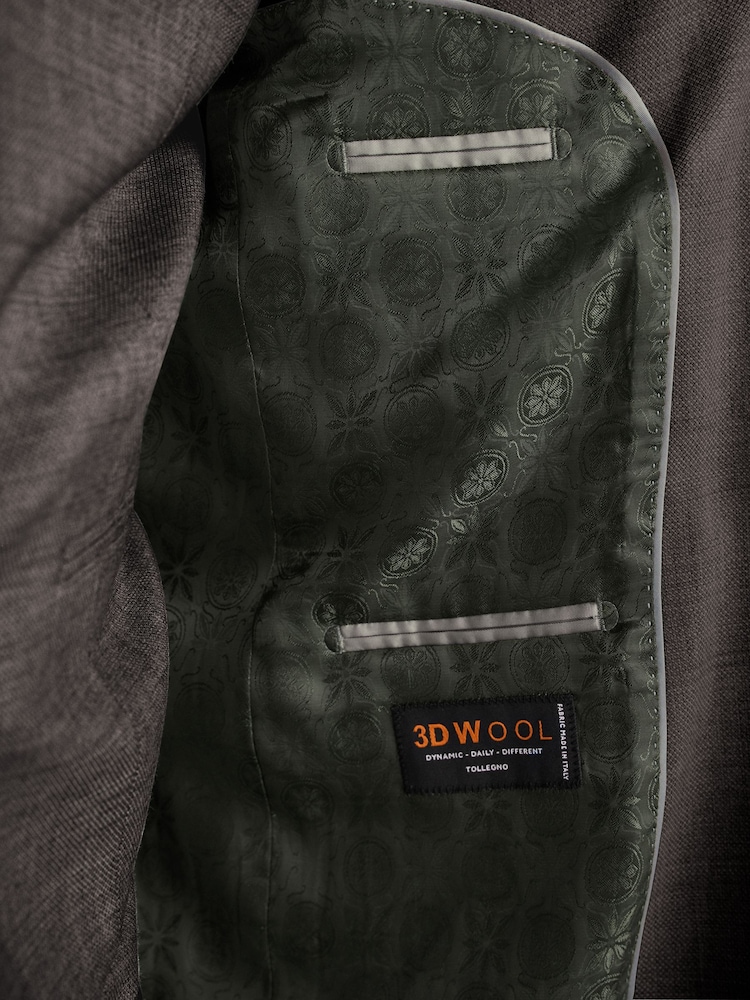 Brun - Veste de costume slim Signature Tollegno italienne en laine texturée - Image 6 of 11