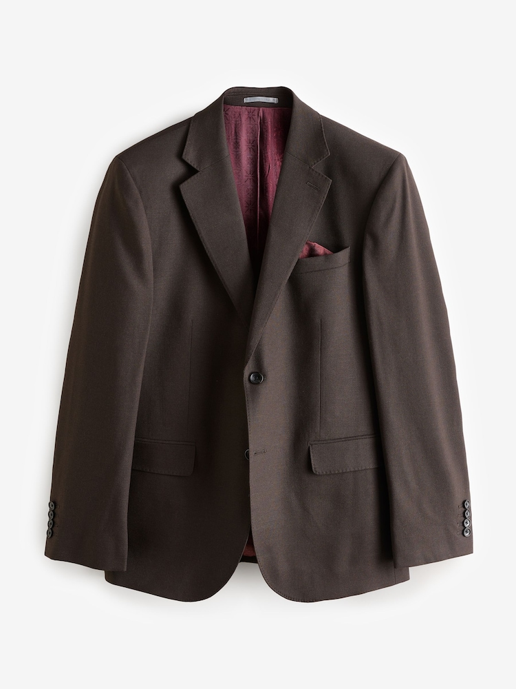 Brun - Veste de costume slim Signature Tollegno italienne en laine texturée - Image 7 of 11