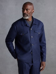 Blue Slim Fit Signature Zignone Italian Wool Flannel Shacket - Image 1 of 10