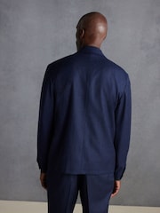 Blue Slim Fit Signature Zignone Italian Wool Flannel Shacket - Image 3 of 10