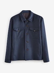 Blue Slim Fit Signature Zignone Italian Wool Flannel Shacket - Image 6 of 10