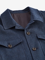 Blue Slim Fit Signature Zignone Italian Wool Flannel Shacket - Image 7 of 10