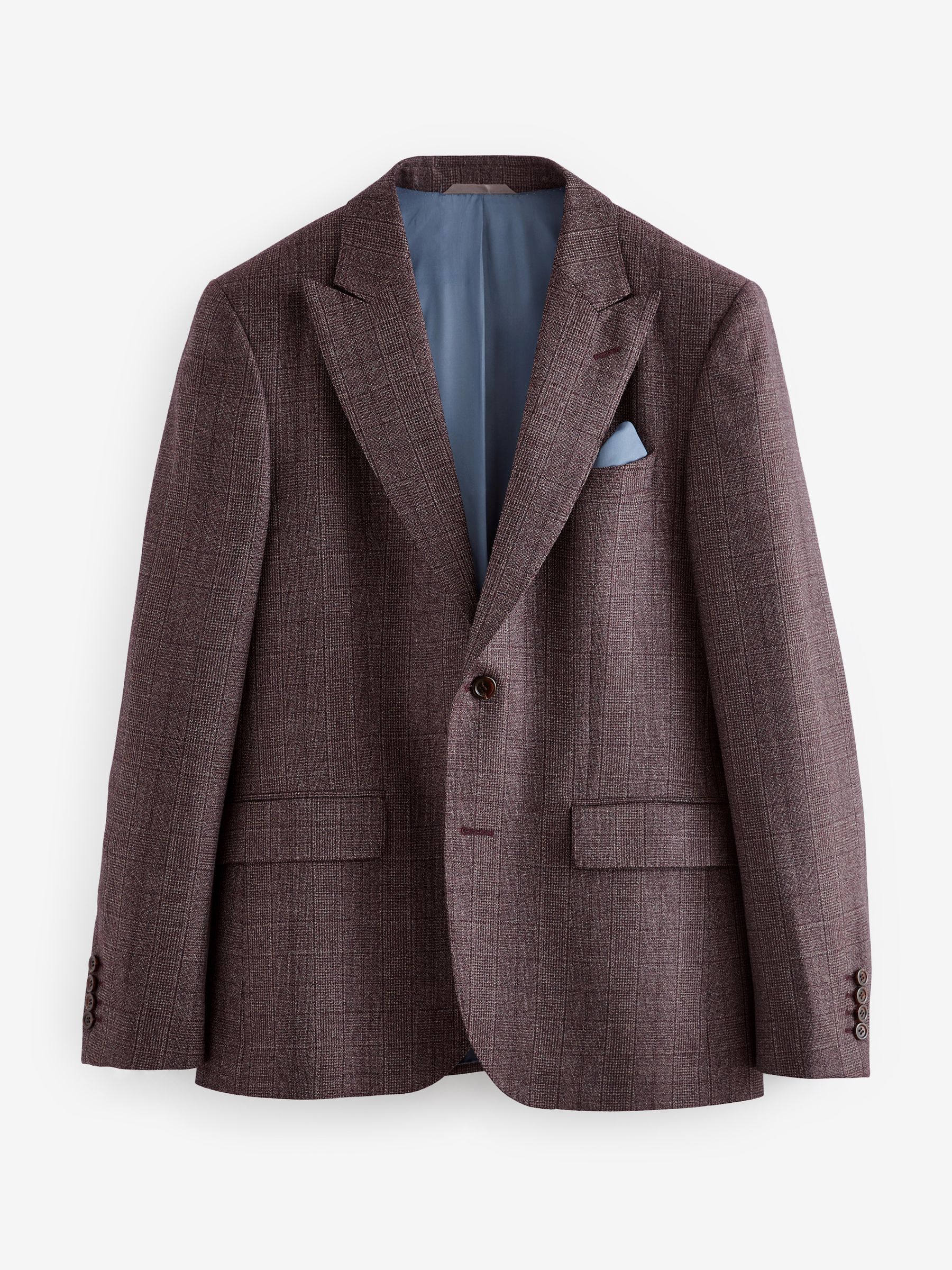 Buy Burgundy Red Slim Fit Signature Marzotto Check Suit