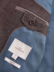 Burgundsko rdeča - ozek kroj Signature Marzotto Check moška obleka: jakna; suknjič - Slika 8 iz 10