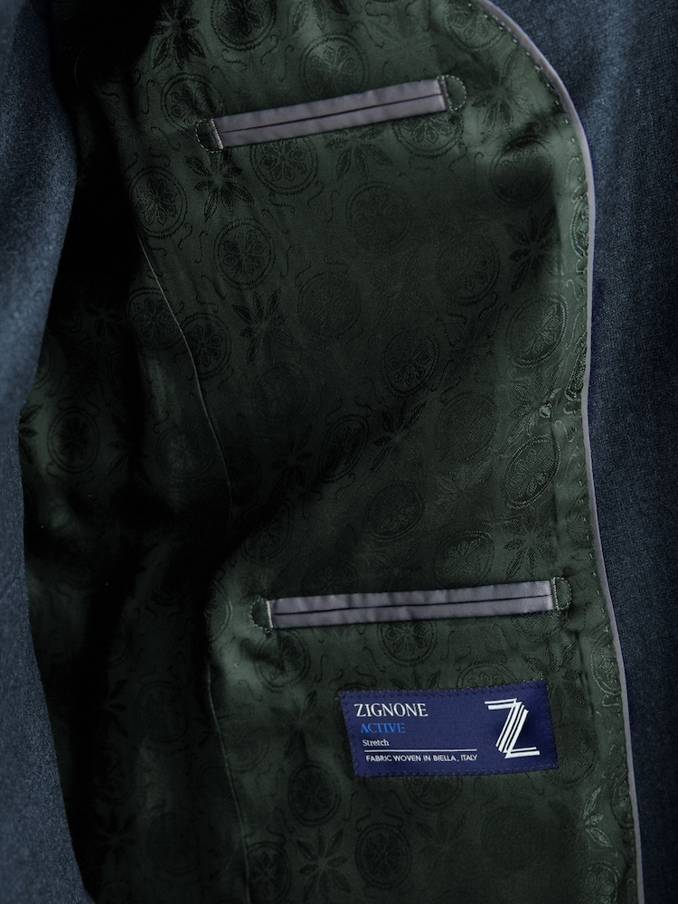 Bleu - Signature Veste de costume en flanelle Zignone - Image 10 of 11