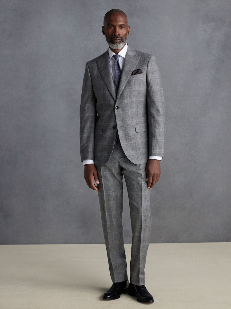 Grau - Signature Marzotto Check Italian Wool Suit Jacket - Bild 2 von 8