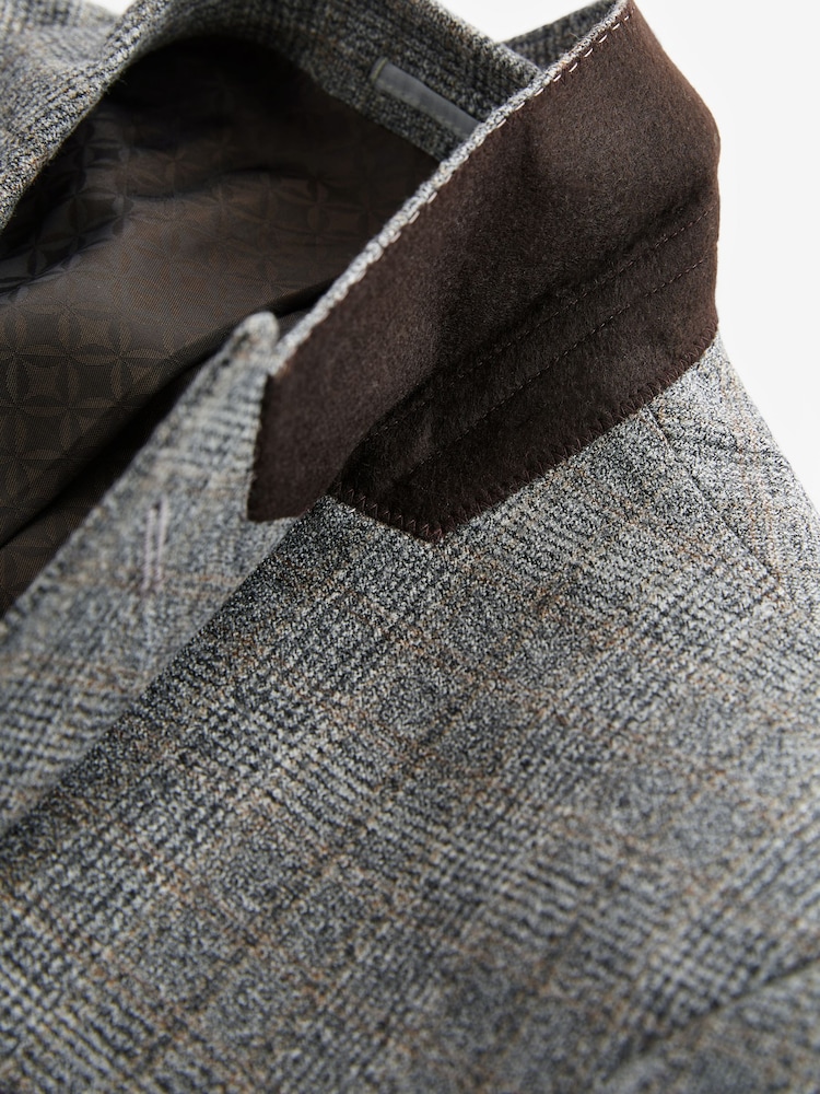 Grau - Signature Marzotto Check Italian Wool Suit Jacket - Bild 8 von 8