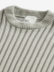 Grey EDIT Relaxed Short Sleeve Knitted Crew Jumper - Image 6 of 7