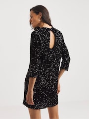 JD Williams Black Velvet Sequin Shift Dress - Image 2 of 4