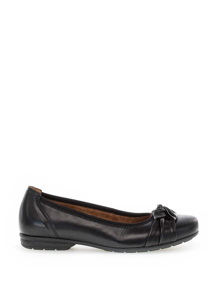 Gabor Wide Fit Ashlene Leather Ballerina Style Shoes - Image 1 of 5