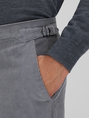 Reiss Ice Blue Kempton Slim Fit Corduroy Trousers with Turn-Ups - Image 4 of 6