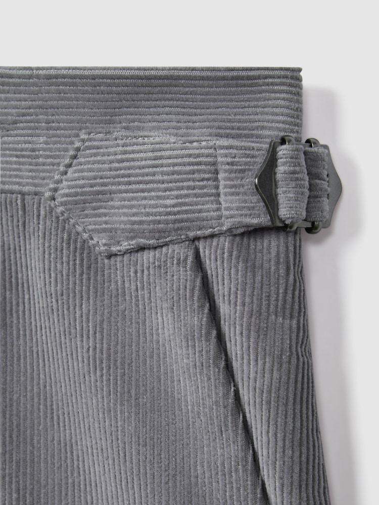Reiss Ice Blue Kempton Slim Fit Corduroy Trousers with Turn-Ups - Image 6 of 6