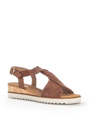 Gabor Wide Fit Tan Rich Leather Sandals - Image 2 of 5