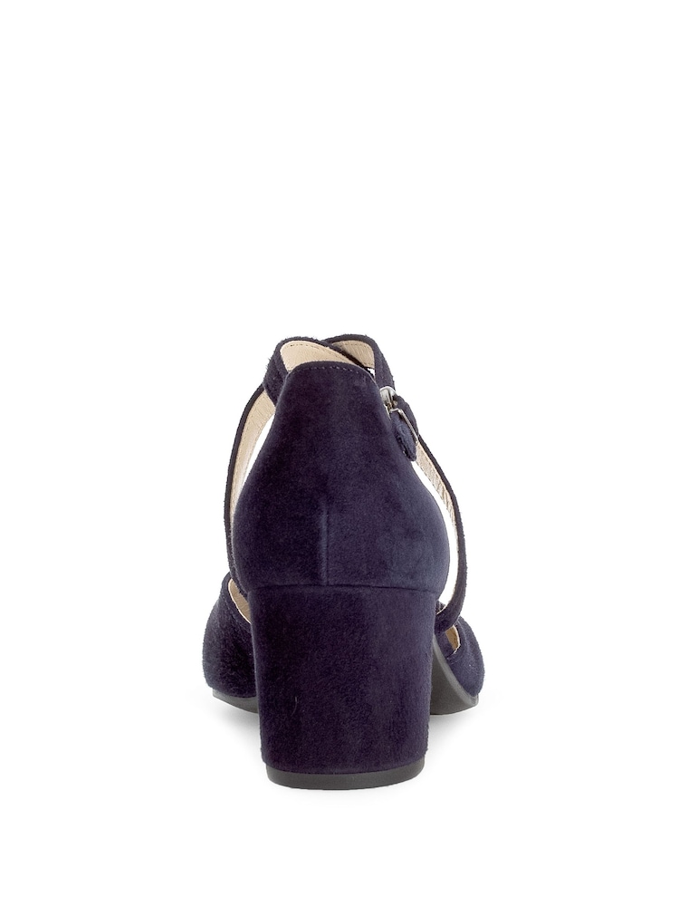 Gabor Blue Gazelle Atlantik Suede Open Court Shoes - Image 4 of 4