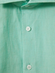 Reiss Bermuda Green Ruban Linen Button-Through Shirt - Image 6 of 6