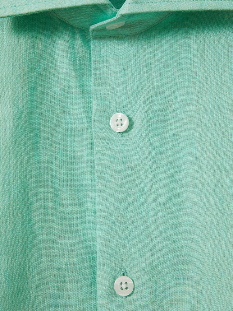 Reiss Bermuda Green Ruban Linen Button-Through Shirt - Image 6 of 6