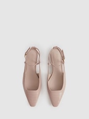 Reiss Nude Freya Leather Slingback Ballerina Flats - Image 3 of 5