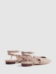 Reiss Nude Freya Leather Slingback Ballerina Flats - Image 4 of 5
