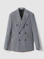 Reiss Ice Blue Kempton Slim Fit Corduroy Double Breasted Blazer - Image 2 of 9