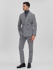 Reiss Ice Blue Kempton Slim Fit Corduroy Double Breasted Blazer - Image 3 of 9