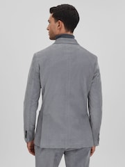 Reiss Ice Blue Kempton Slim Fit Corduroy Double Breasted Blazer - Image 5 of 9