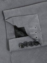 Reiss Ice Blue Kempton Slim Fit Corduroy Double Breasted Blazer - Image 9 of 9